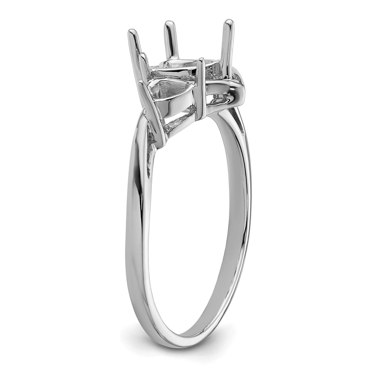 14k White Gold 6mm Heart/4mm Heart Gemstone Ring Mounting-Y4575