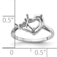 14k White Gold 6mm Heart/4mm Heart Gemstone Ring Mounting-Y4575