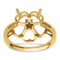 14k Diamond / Five 6mm Heart Gemstone Ring Mounting-Y4583