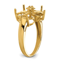 14k Diamond / Five 6mm Heart Gemstone Ring Mounting-Y4583