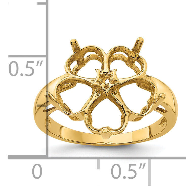 14k Diamond / Five 6mm Heart Gemstone Ring Mounting-Y4583
