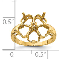 14k Diamond / Five 6mm Heart Gemstone Ring Mounting-Y4583