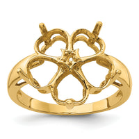 14k Diamond / Five 6mm Heart Gemstone Ring Mounting-Y4583