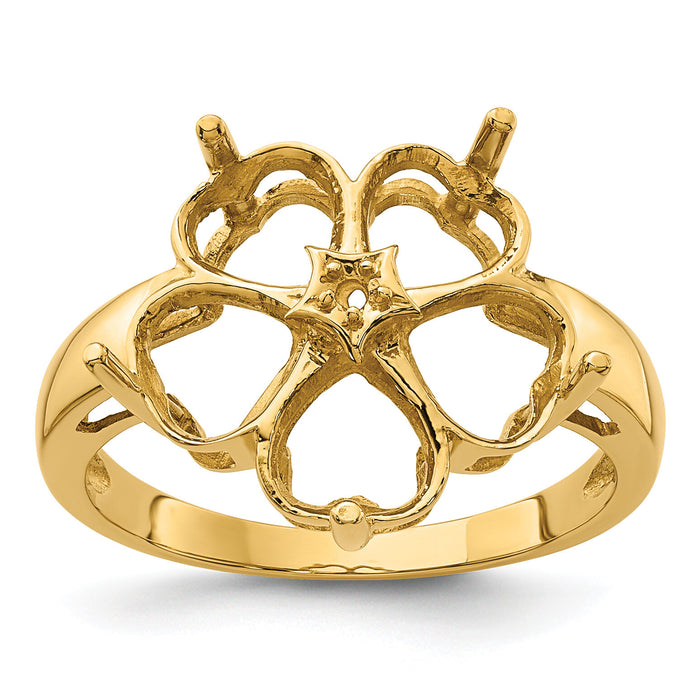 14k Diamond / Five 6mm Heart Gemstone Ring Mounting-Y4583