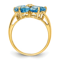 14k 6mm Heart Blue Topaz AA Diamond ring-Y4583BT/AA