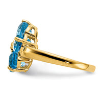 14k 6mm Heart Blue Topaz AA Diamond ring-Y4583BT/AA