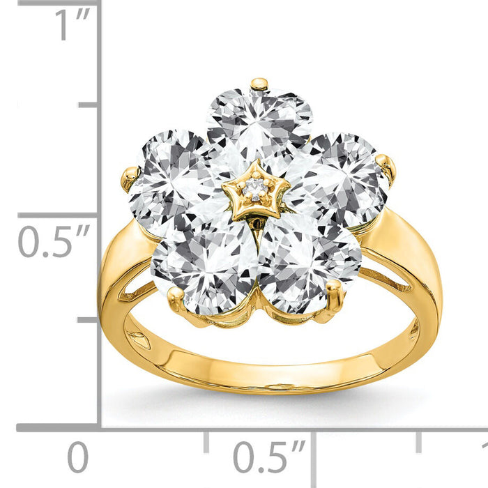 14k 6mm Heart Cubic Zirconia AA Diamond ring-Y4583CZ/AA