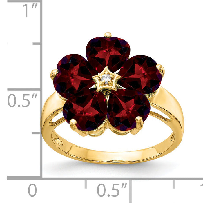 14k 6mm Heart Garnet AA Diamond ring-Y4583GA/AA