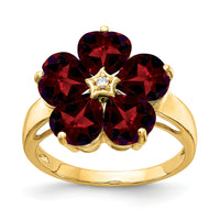14k 6mm Heart Garnet AA Diamond ring-Y4583GA/AA