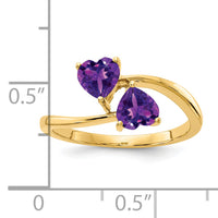 14k 5mm Heart Amethyst ring-Y4584AM