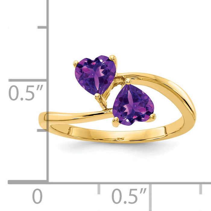 14k 5mm Heart Amethyst ring-Y4584AM