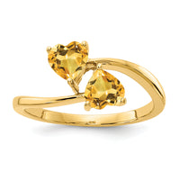 14k 5mm Heart Citrine ring-Y4584CI