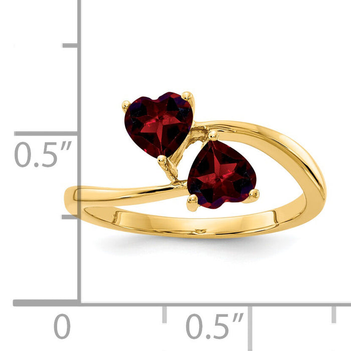 14k 5mm Heart Garnet ring-Y4584GA