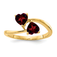 14k 5mm Heart Garnet ring-Y4584GA