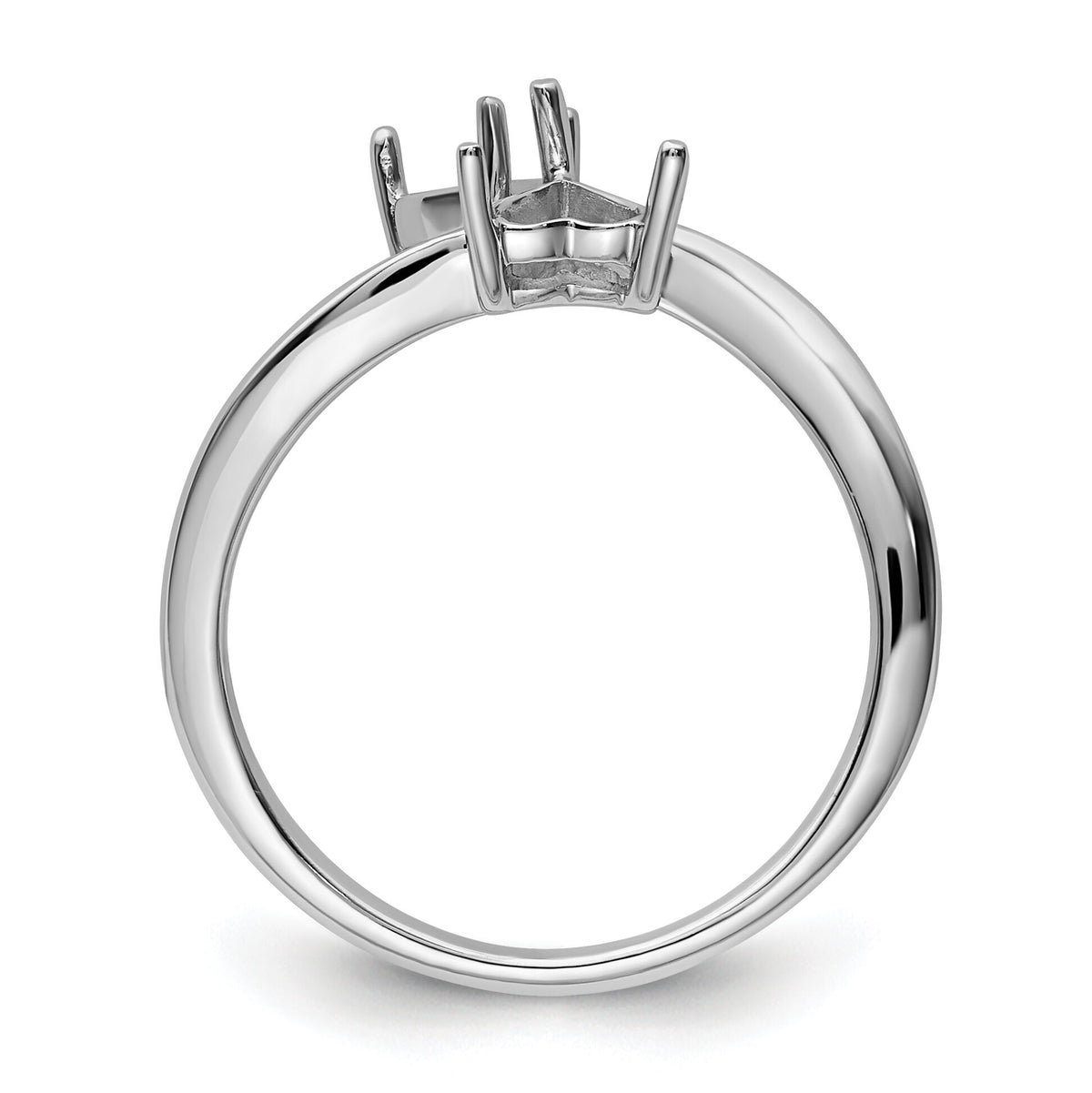 14k White Gold Two 5mm Heart Gemstone Ring Mounting-Y4585