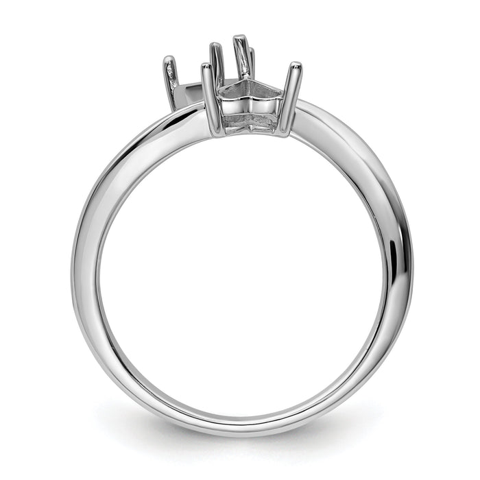14k White Gold Two 5mm Heart Gemstone Ring Mounting-Y4585