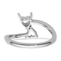 14k White Gold Two 5mm Heart Gemstone Ring Mounting-Y4585