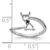14k White Gold Two 5mm Heart Gemstone Ring Mounting-Y4585