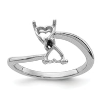 14k White Gold Two 5mm Heart Gemstone Ring Mounting-Y4585