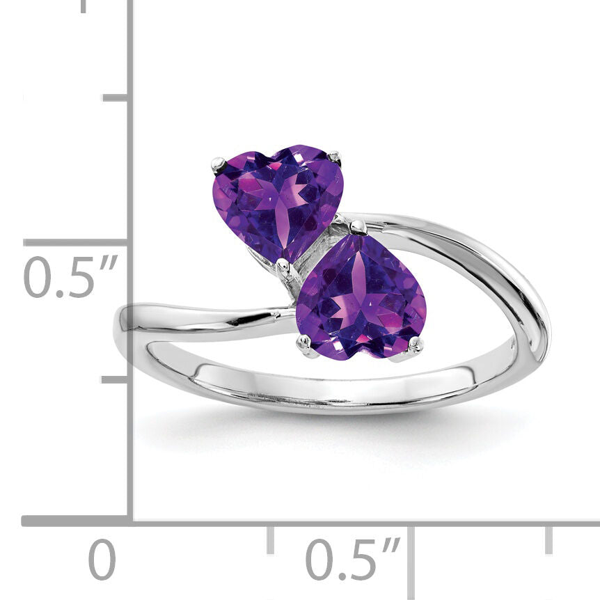 14k White Gold 5mm Heart Amethyst ring-Y4585AM