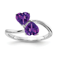 14k White Gold 5mm Heart Amethyst ring-Y4585AM
