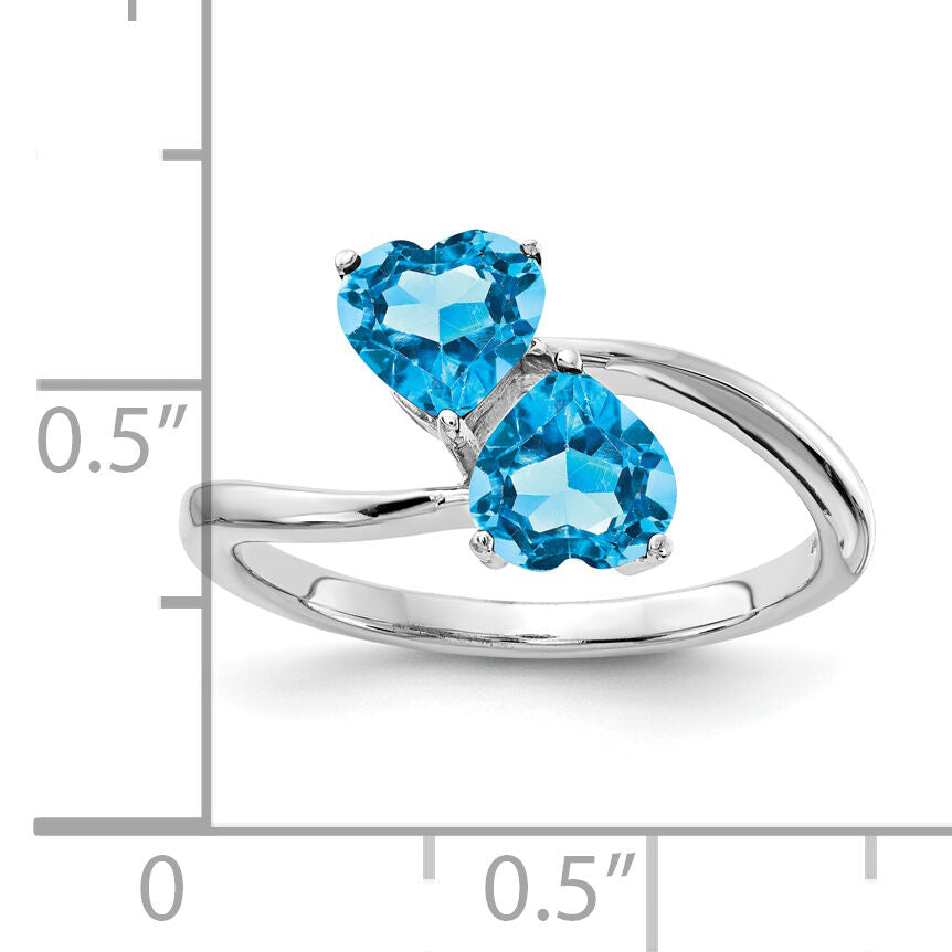 14k White Gold 5mm Heart Blue Topaz ring-Y4585BT