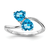 14k White Gold 5mm Heart Blue Topaz ring-Y4585BT