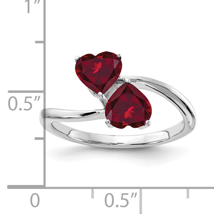 14k White Gold 5mm Heart Created Ruby ring-Y4585CR
