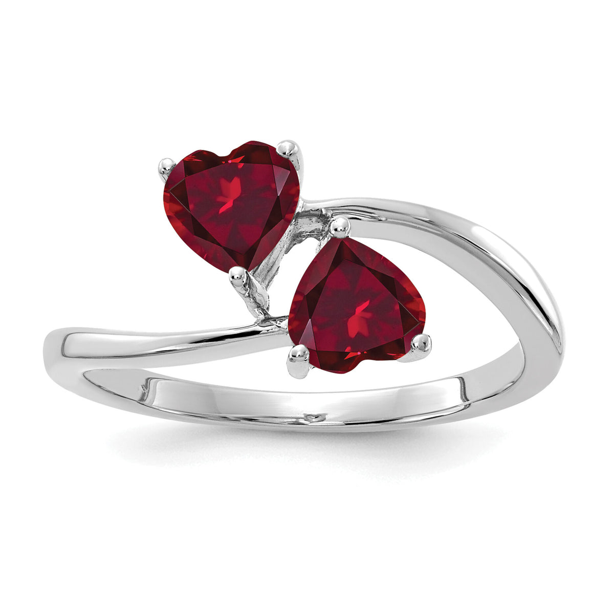14k White Gold 5mm Heart Created Ruby ring-Y4585CR