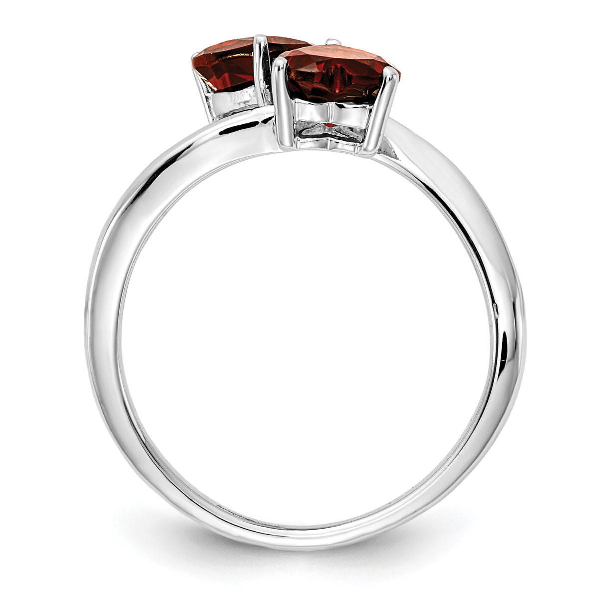 14k White Gold 5mm Heart Garnet ring-Y4585GA