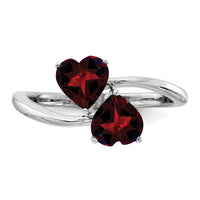 14k White Gold 5mm Heart Garnet ring-Y4585GA