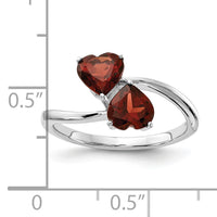 14k White Gold 5mm Heart Garnet ring-Y4585GA