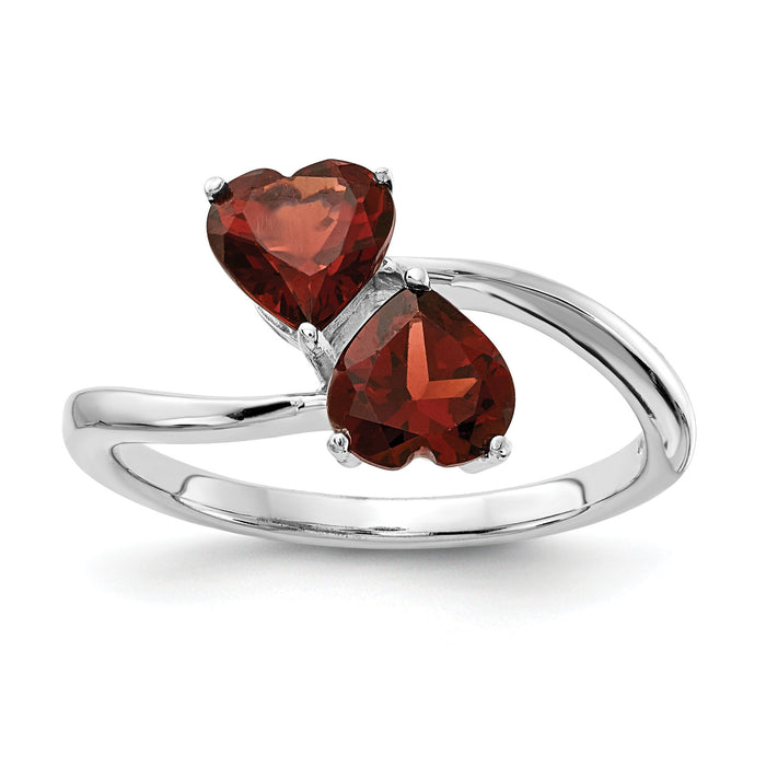 14k White Gold 5mm Heart Garnet ring-Y4585GA