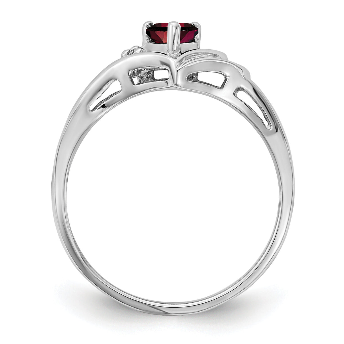 14k White Gold Diamond/4mm Heart Gemstone Ring Mounting-Y4587