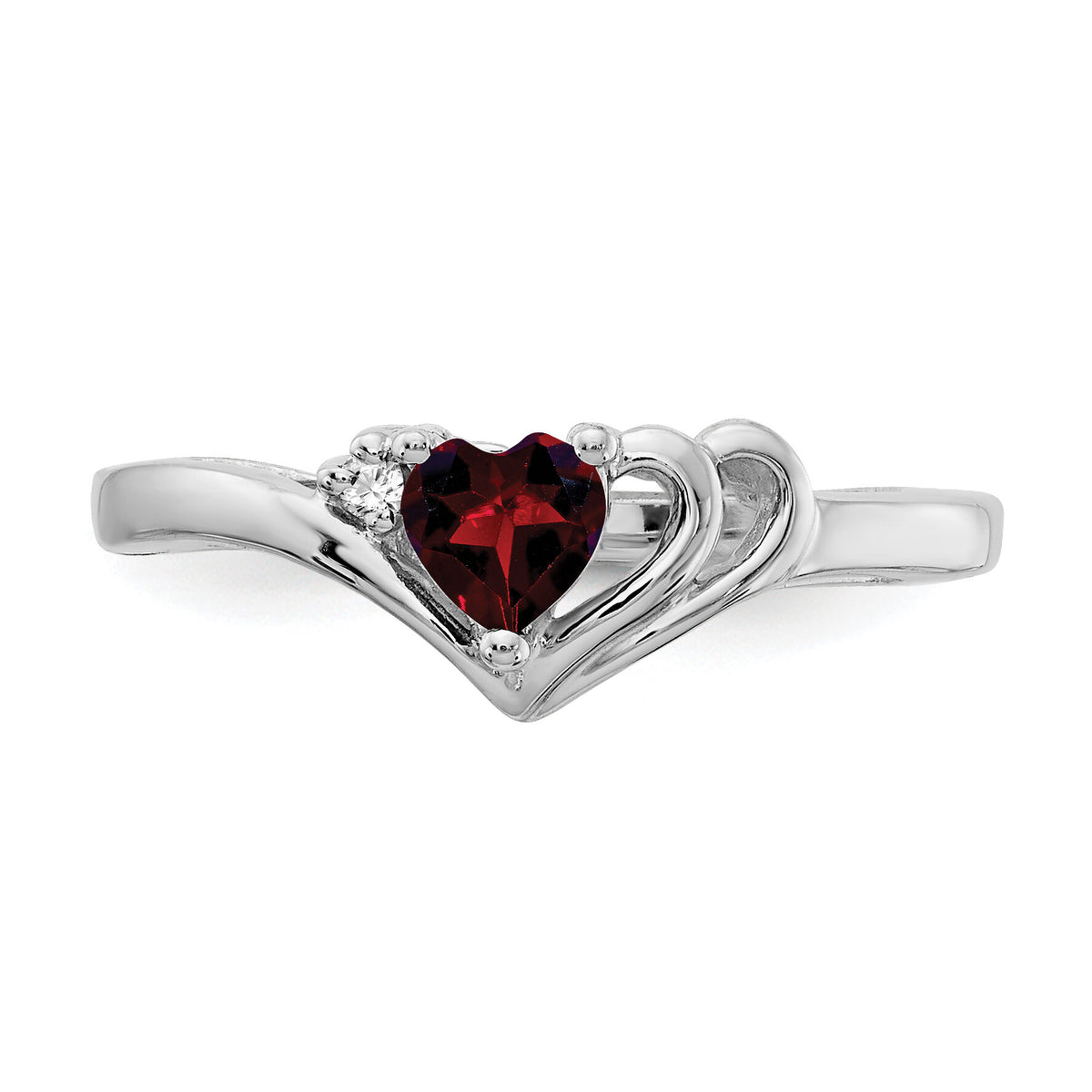 14k White Gold Diamond/4mm Heart Gemstone Ring Mounting-Y4587
