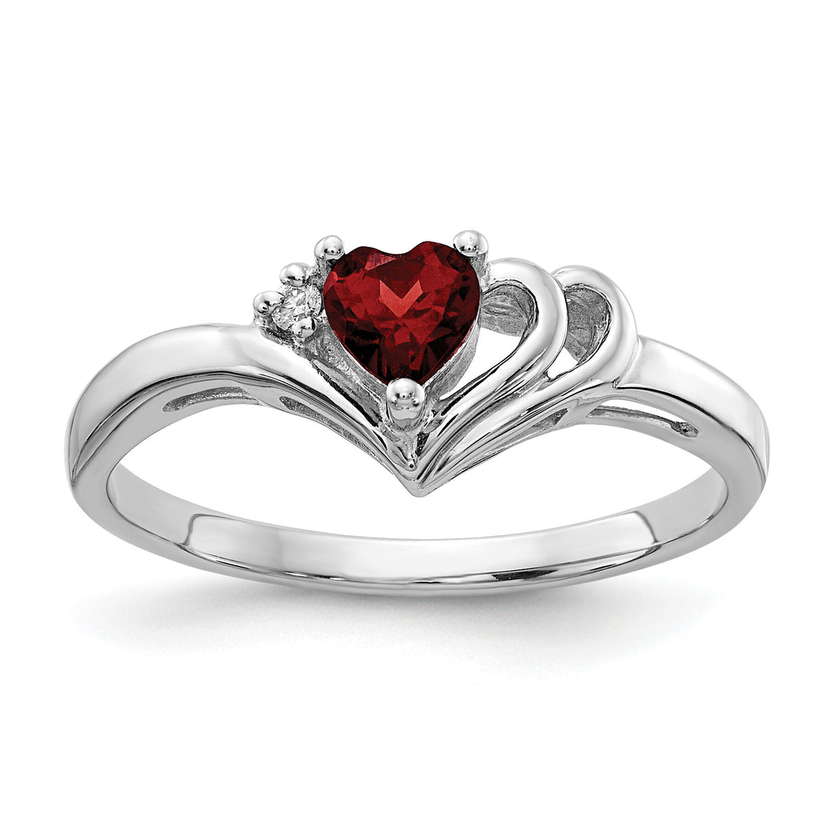 14k White Gold Diamond/4mm Heart Gemstone Ring Mounting-Y4587