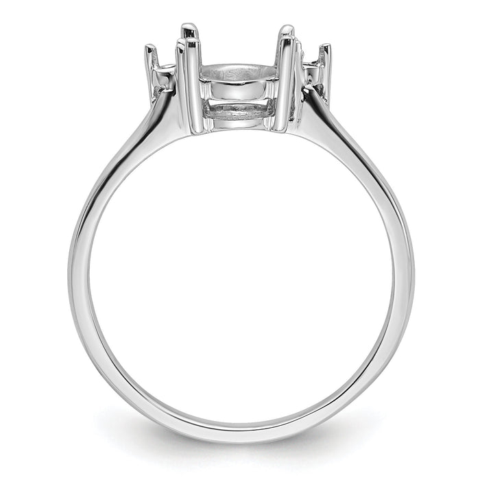 14k White Gold Diamond/8x6mm Oval Gemstone Ring Mounting-Y4600