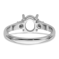 14k White Gold Diamond/8x6mm Oval Gemstone Ring Mounting-Y4600