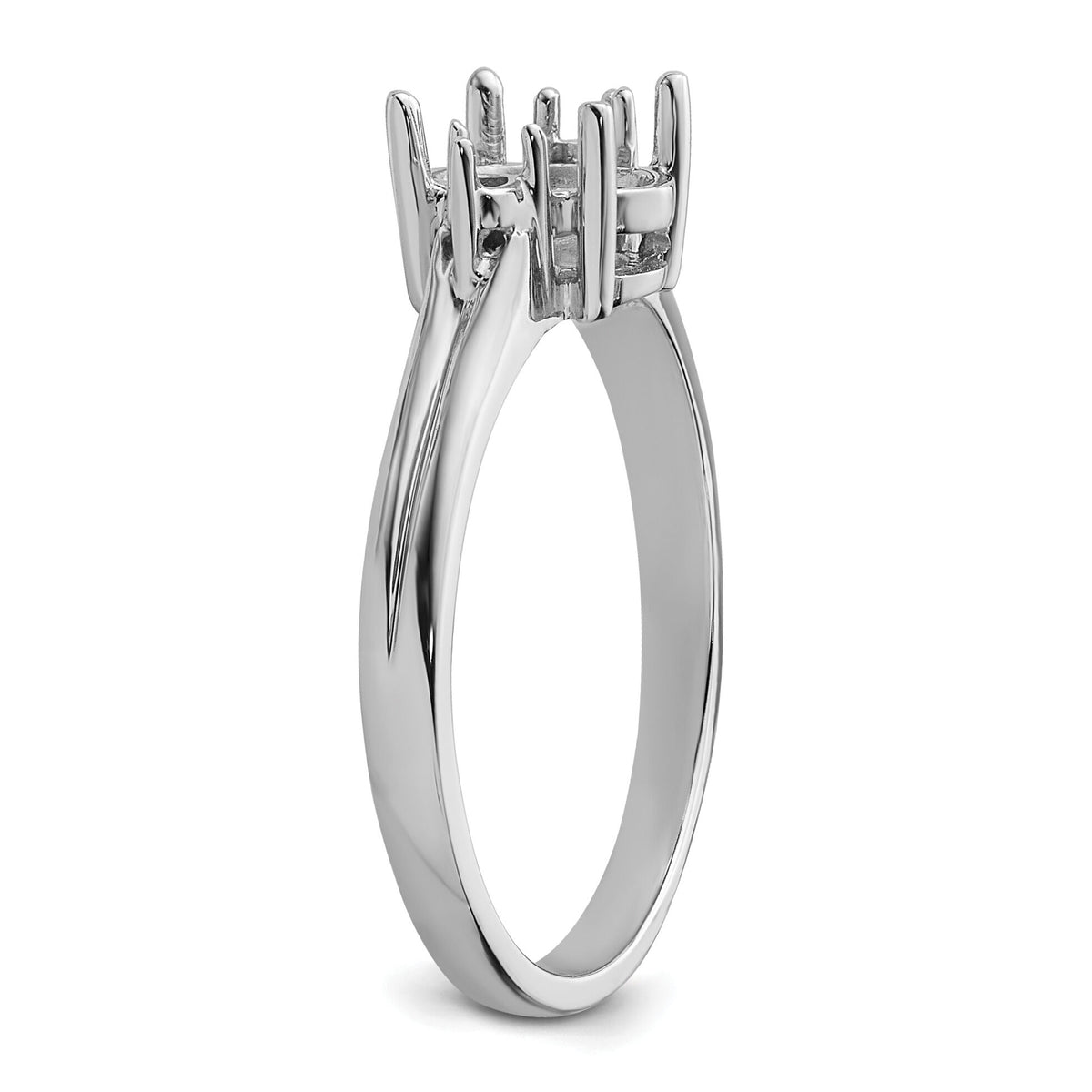 14k White Gold Diamond/8x6mm Oval Gemstone Ring Mounting-Y4600