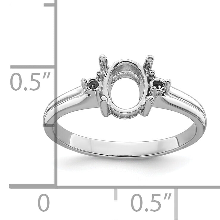 14k White Gold Diamond/8x6mm Oval Gemstone Ring Mounting-Y4600