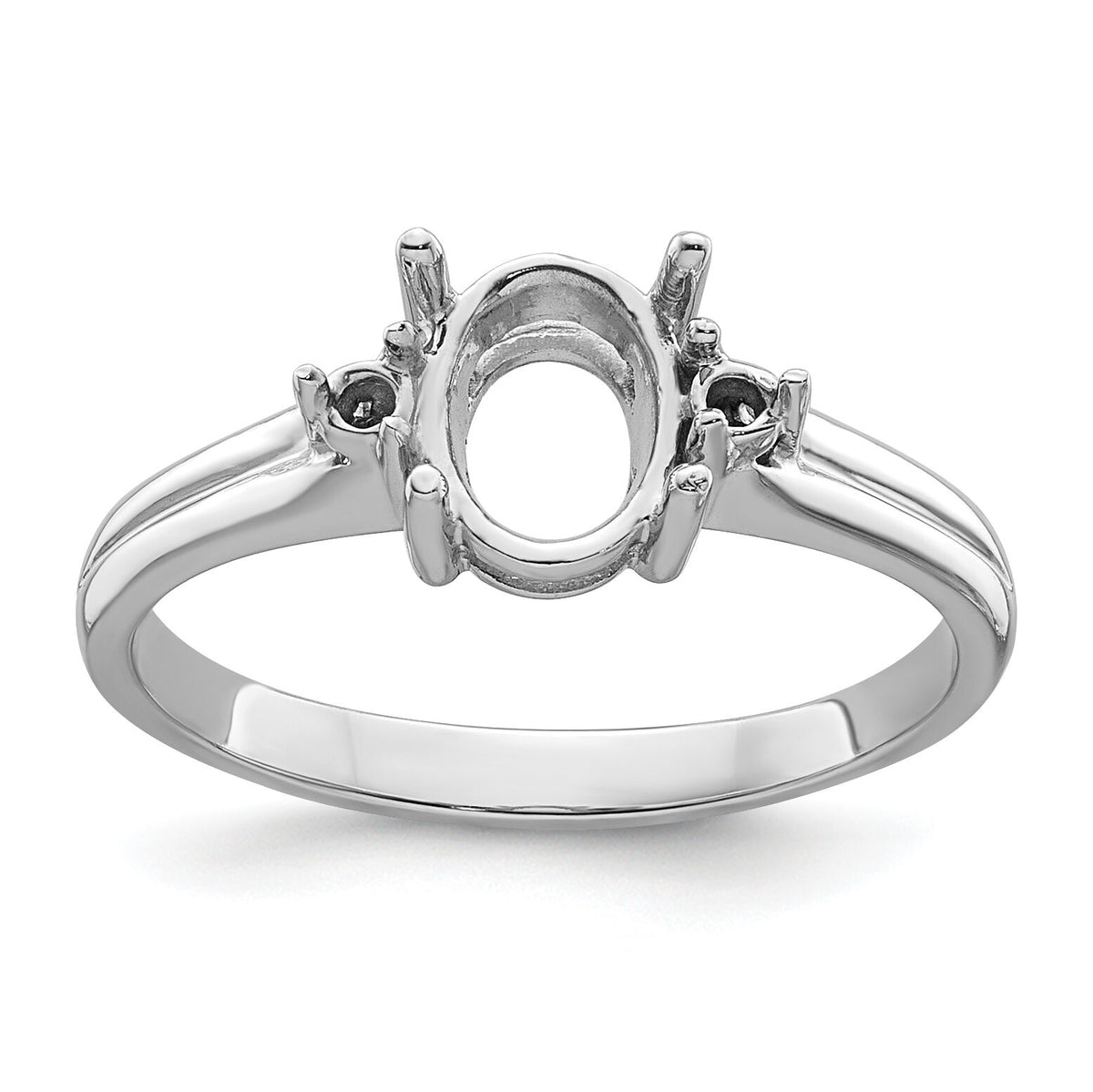 14k White Gold Diamond/8x6mm Oval Gemstone Ring Mounting-Y4600