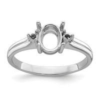 14k White Gold Diamond/8x6mm Oval Gemstone Ring Mounting-Y4600