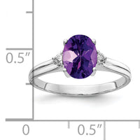 14k White Gold 8x6mm Oval Amethyst AA Diamond ring-Y4600AM/AA