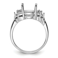 14k White Gold Diamond / 10x8mm Oval Gemstone Ring Mounting-Y4605