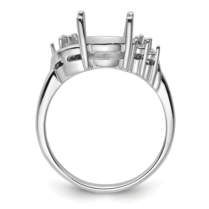 14k White Gold Diamond / 10x8mm Oval Gemstone Ring Mounting-Y4605
