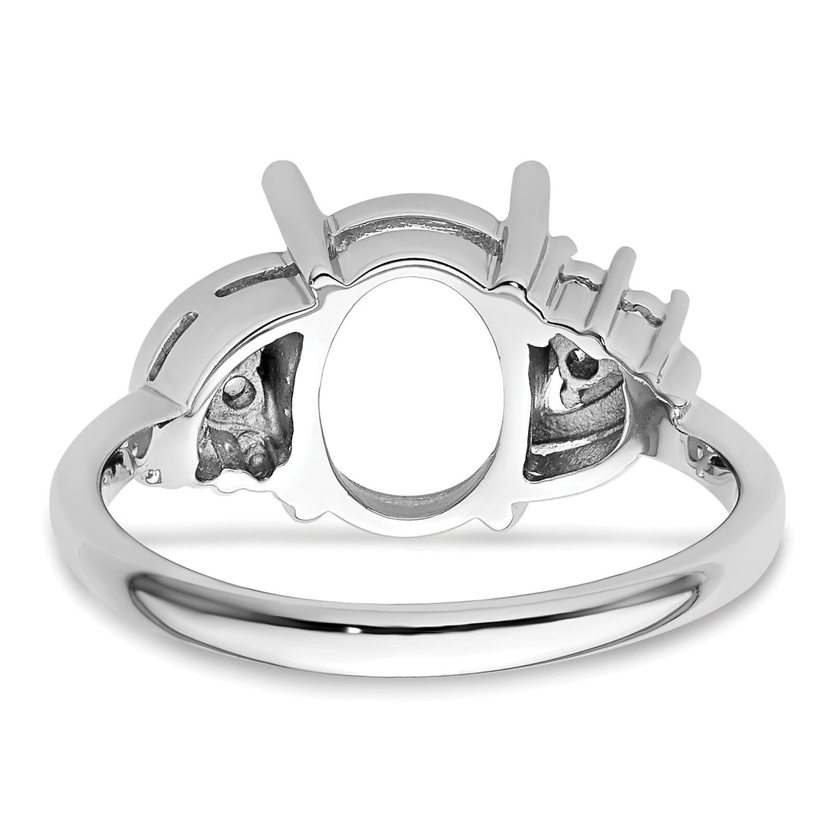 14k White Gold Diamond / 10x8mm Oval Gemstone Ring Mounting-Y4605