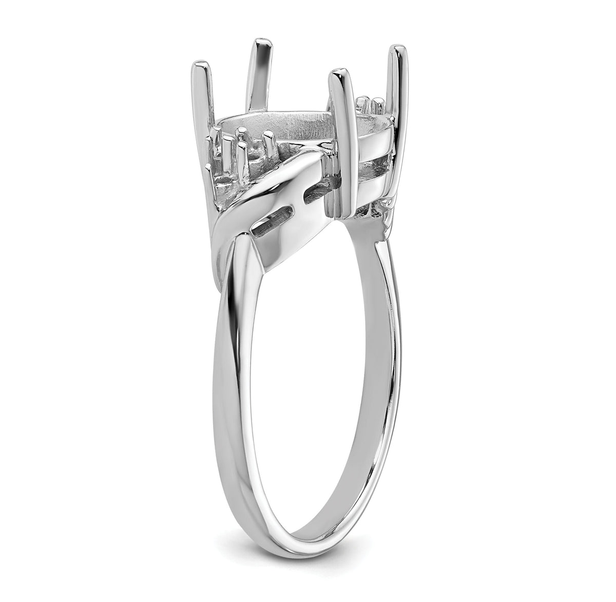 14k White Gold Diamond / 10x8mm Oval Gemstone Ring Mounting-Y4605
