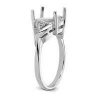 14k White Gold Diamond / 10x8mm Oval Gemstone Ring Mounting-Y4605