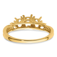 14k Diamond/3-Stone 6x4 and 5x3 Oval Gemstone Ring Mounting-Y4613