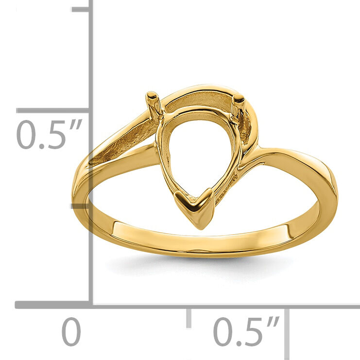 14k 9x6mm Pear Gemstone Ring Mounting-Y4616
